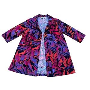 Caroline Rose Neiman Marcus Womens Open Front Floral Jacket Size Small S Cotton